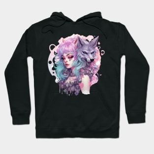 Pastel Goth wolf woman Hoodie